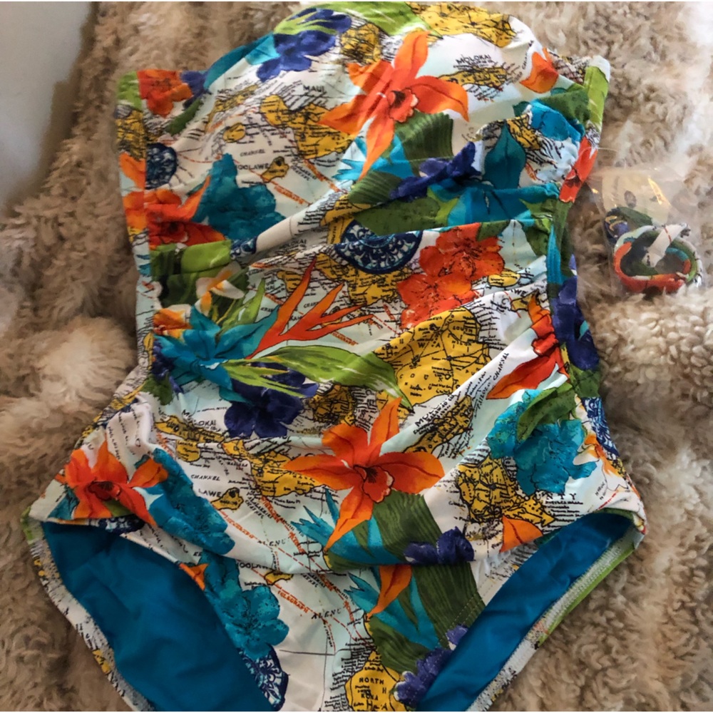 Tommy Bahama Size 16 One-piece bathing suit in rich tropical colors.  NWT.